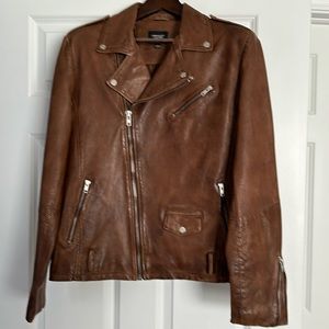 Size L cognac brown genuine leather Lemarque motorcycle jacket (EUC)